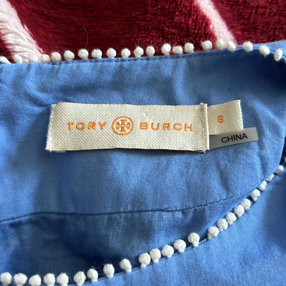 NWOT Tory Burch Blue and White Lace Top - Size 6 - Picture 7 of 12